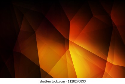 Dark Orange vector triangle mosaic cover. Triangular geometric sample with gradient.  A new texture for your web site.