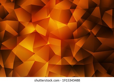 Dark Orange vector triangle mosaic template. Shining polygonal illustration, which consist of triangles. Brand new style for your business design.