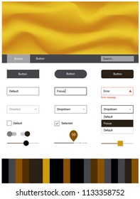 Dark Orange vector ui kit with bubble shapes. Shining curly illustration in marble style with gradient. Modern template for your landing page.