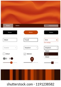 Dark Orange vector ui kit with bubble shapes. Modern gradient abstract illustration with bandy lines. This sample is for your website.