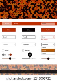 Dark Orange vector ui kit with dots. Beautiful ui ux kit with colorful dots in its header. This sample is for your landing page.