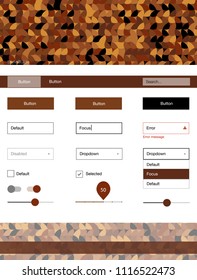 Dark Orange vector ui ux kit with circles. Simple Material Design Kit with colorful dots in header. Modern template for your landing page.