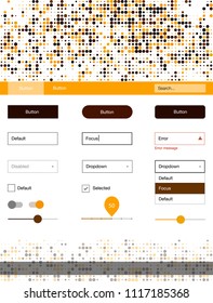 Dark Orange vector ui ux kit with circles. Web ui kit with abstract gradient circles in its header. This sample is for your website.