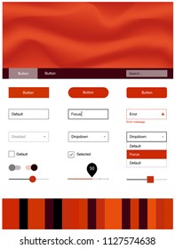 Dark Orange vector ui ux kit with lines, ovals. Colorful illustration in abstract memphis style with gradient. Beautiful layout for websites, landing pages.