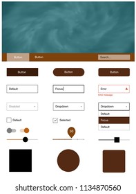 Dark Orange vector ui ux kit with space stars. Web ui kit with abstract gradient clouds in its header. Beautiful layout for websites, landing pages.