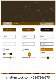 Dark Orange vector ui ux kit in triangular style with circles. Simple Material Design Kit with colorful triangles, circles. This template you can use for websites.