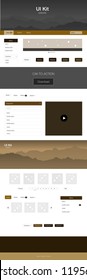 Dark Orange vector ui ux kit with hills and rocks. Colorful ui/ux kit with header consisted of hills & rocks. This sample is for your tourist website.