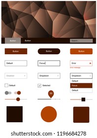Dark Orange vector ui ux kit in triangular style. Decorative ui kit design in abstract style with colorful crystals. This template you can use for landing pages.