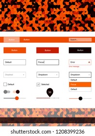 Dark Orange vector ui ux kit with circles. Decorative ui kit design in abstract style with colorful dots. Simple colorful design for websites.