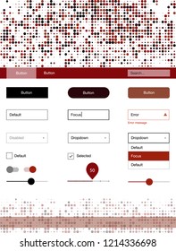 Dark Orange vector ui ux kit with circles. Web ui kit with abstract gradient circles in its header. Modern template for your landing page.