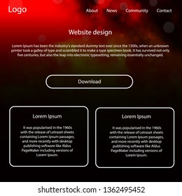 Dark Orange vector ui ux kit with space stars. Modern Style guide with colorful gradient sky in its header. This sample is for your landing page.