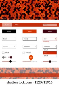 Dark Orange vector web ui kit with spheres. Decorative ui kit design in abstract style with colorful dots. This template you can use for landing pages.