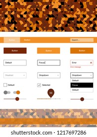 Dark Orange vector web ui kit with spheres. Colorful Style guide with circles on abstract background. This sample is for your website.