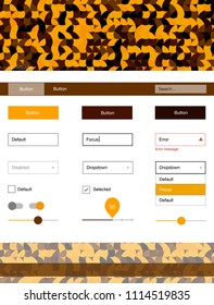 Dark Orange vector wireframe kit with dots. Colorful Style guide with circles on abstract background. This sample is for your landing page.