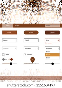 Dark Orange vector wireframe kit with dots. Decorative ui kit design in abstract style with colorful dots. This template you can use for landing pages.