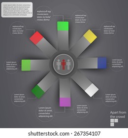 dark orange world infographics with bubls. infographic concept.