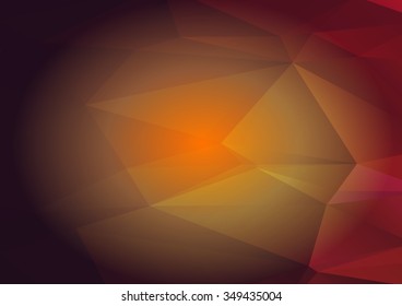 Dark Orange yellow with glow abstract geometric rumpled triangular low poly style illustration graphic background. Raster polygonal design for business.