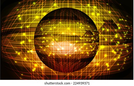 Dark orange yellow Light Abstract Technology background for computer graphic website and internet, circuit board. Disco ball.