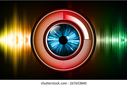 dark orange yellow red green abstract Light Technology background for computer graphic website internet. vector illustration. digital. blue eye. black background. sound wave.