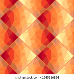 Dark orange, Yellow vector low poly texture seamless pattern. A sample with polygonal shapes. The best triangular design for your business.