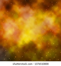 Dark Orange, Yellow vector pattern with abstract stars. Decorative illustration with stars on abstract template. Pattern for new year ad, booklets.