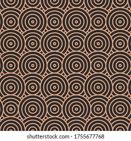Dark Ornament Vector Optical Repetition Texture. Golden Fabric Graphic Curved Shapes Pattern. Seamless Minimal Plexus Repeat Texture. White Design Pattern. 