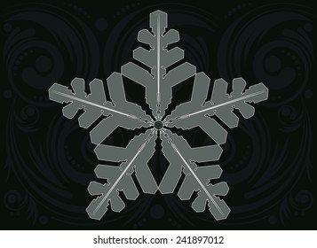 Dark ornamental background with abstract decorative snowflake.