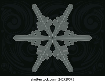 Dark ornamental background with abstract decorative snowflake.