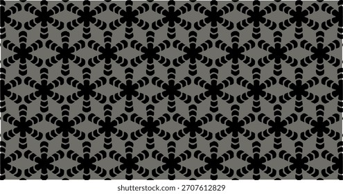 Patrón floral ornamental oscuro con Formas repetitivas en forma de pétalos que forman un elegante fondo sin fisuras.