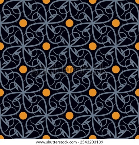 Dark ornate lattice seamless pattern. Overlapping art forms, stripes, segments are grouped and arranged in a certain order. Vector. 