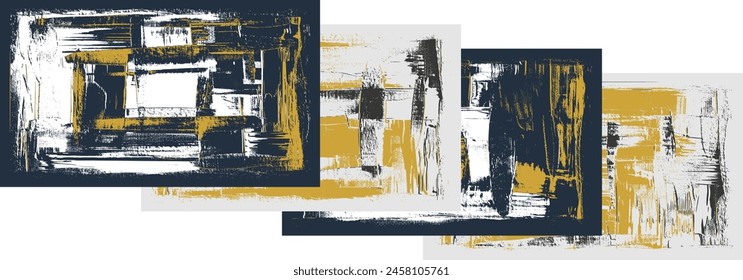 Dark paint on canvas texture backgrounds, modern abstract backdrop designs. Rough textured brush strokes painting, vector artwork