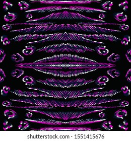 Dark Panther Fur Vector Seamless Pattern. Neon Cheetah Camouflage India Design. Blue Leopard Fur Exotic Illustration. African Graphic Jaguar Design. Neon Cheetah Design