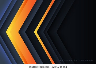 dark paper cut abstract background with modern glowing orange elements