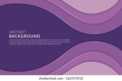 Fondo de corte de papel oscuro. Decoración de papel realistas abstracta texturada con capas onduladas y textura de efecto 3d. Desahogo topográfico 3d. Ilustración vectorial. Plantilla de diseño de portada. 