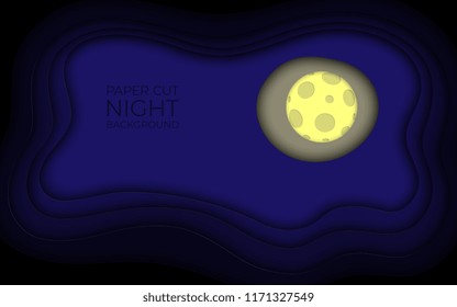 dark paper cut background with shiny moon