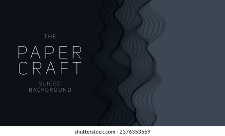 Dark paper layers. 3D abstract gradient papercut. Colorful origami shape concept