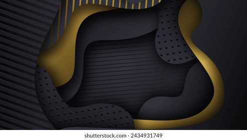 Dark paper layers background with golden details vector design in eps 10