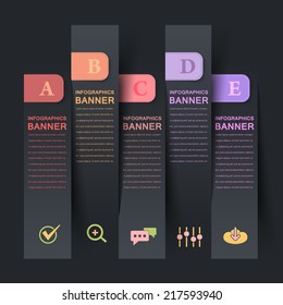 Dark Paper Style Infographics Template and Web Elements 