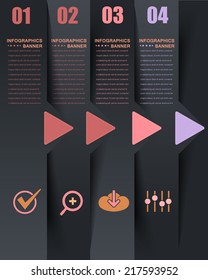 Dark Paper Style Infographics Template and Web Elements 