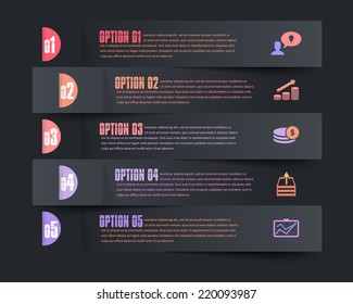 Dark Paper Style Infographics Template and Web Elements 
