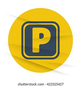 Dark Parking icon label on wrinkled paper