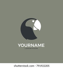 Dark parrot executed in the style of negative space