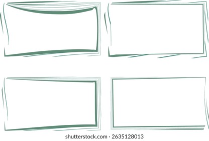 dark pastel green color abstract curve line art rectangular frames shapes