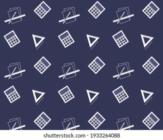 Dark pattern with calculator and rulers 