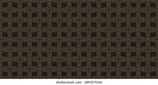 Dark pattern with decorative ornaments. Seamless wallpaper texture. Vector image