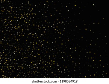 Dark pattern with Golden glitter, confetti. Gold polka dots, circles, round. Typographic design Bright festive, festival pattern for party invites, wedding, cards, phone Wallpapers Vector illustration
