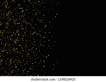 Dark pattern with Golden glitter, confetti. Gold polka dots, circles, round. Typographic design Bright festive, festival pattern for party invites, wedding, cards, phone Wallpapers Vector illustration