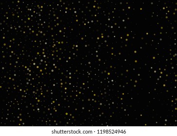 Dark pattern with Golden glitter, confetti. Gold polka dots, circles, round. Typographic design Bright festive, festival pattern for party invites, wedding, cards, phone Wallpapers Vector illustration