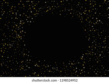 Dark pattern with Golden glitter, confetti. Gold polka dots, circles, round. Typographic design Bright festive, festival pattern for party invites, wedding, cards, phone Wallpapers Vector illustration