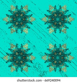 Dark pattern on blue and dark background with dark elements. Ornate vector decoration. Damask pattern background for wallpaper design in the style of Baroque.